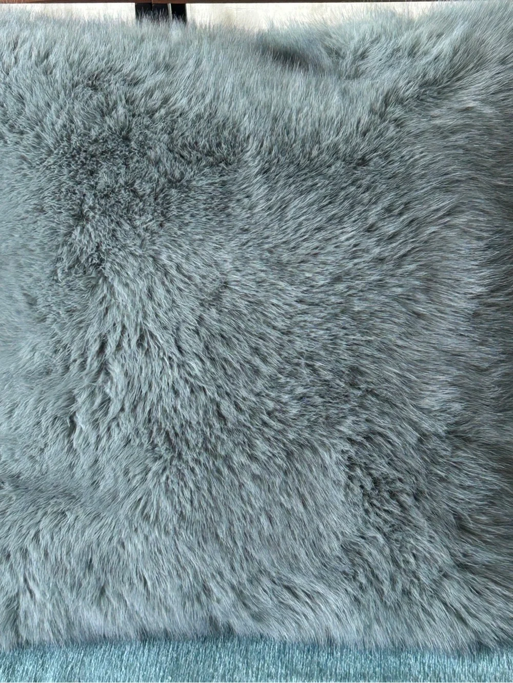 NWT Anthropologie Chloe Tipped Faux Fur Pillow, 20” Square, Turquoise